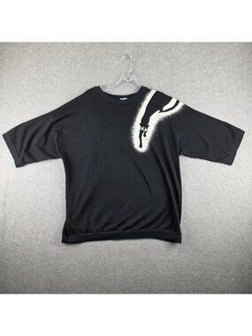 Vintage Land N Sea Cat Graphic T Shirt Mens L Black Made USA 90s Animal Tee